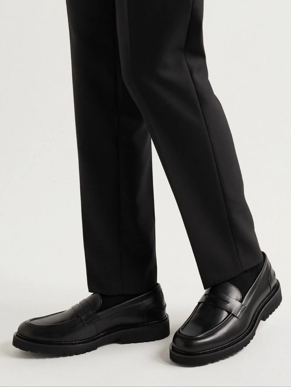 Vinnys Richee Black Leather Penny Loafers Mens NWT Designer Dress Shoes EU 44